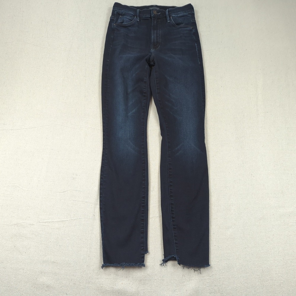 Mother Jeans Womens 24 Blue Stunner Zip Two Step Fray Last Call Skinny